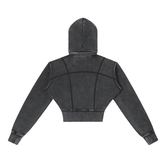Galawa Vintage Washed Cropped Fleece Hoodie
