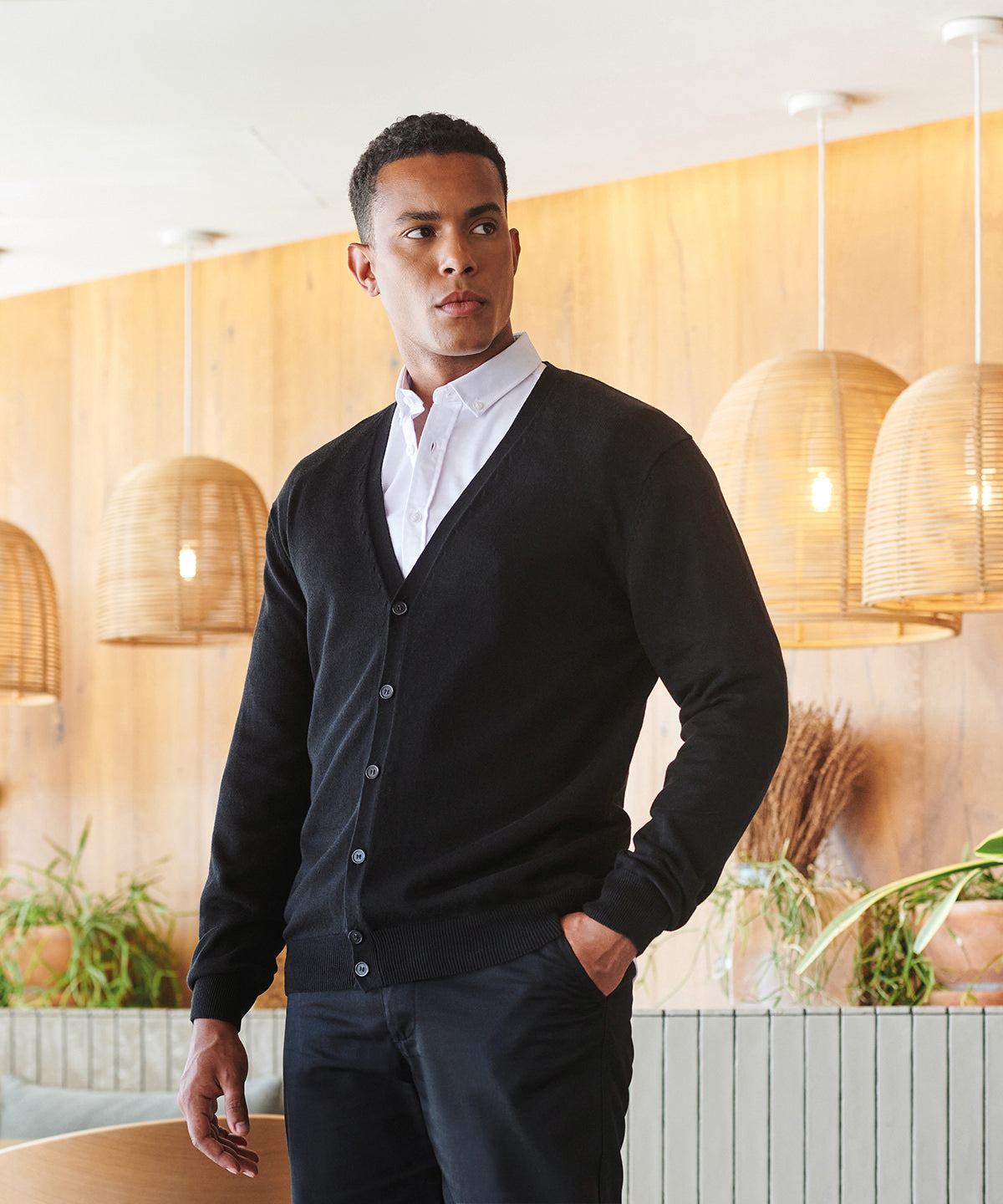 V-button cardigan